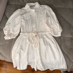 Annie linen playsuit -White